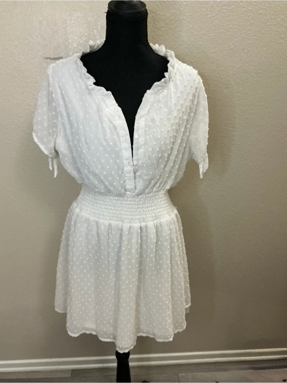 J for Justify White Swiss-Dot Ruffled Mini